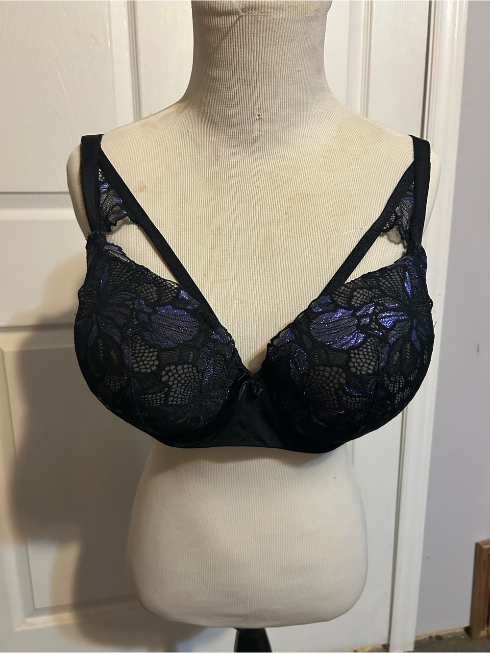 torrid Black Lace Underwire Bra with Purple Shimmer